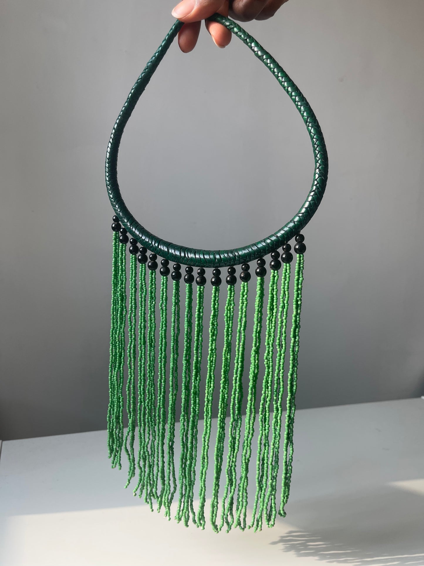 Collier Nyeleni Cuir perles